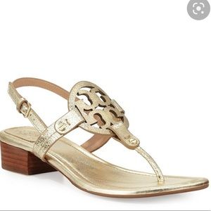 Tory Burch Miller Block Heel Sandal GOLD - includes dust bag.